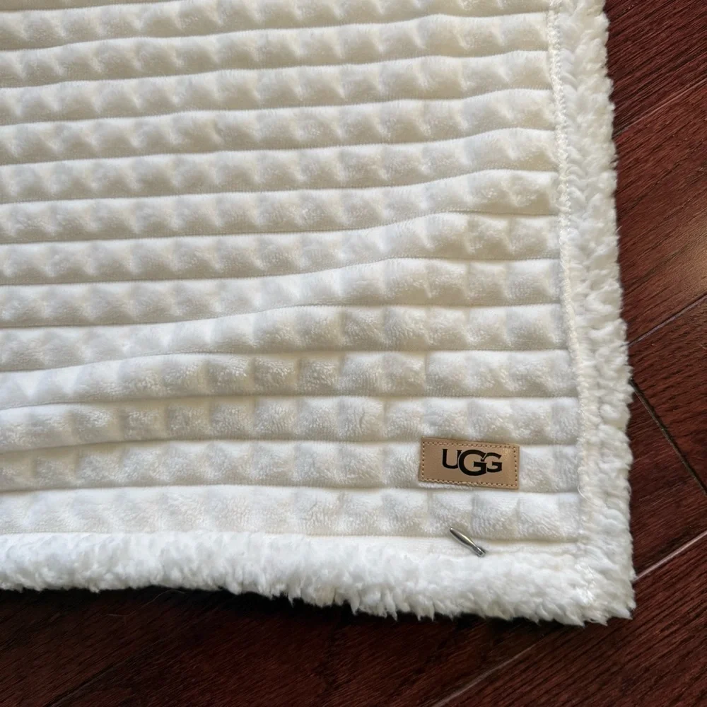 UGG White Quilted Cream Sherpa-Trim Pillow Case NWOT